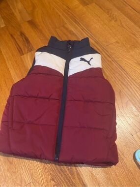 Puma Kids Maroon, White & Navy Puffer Vest
